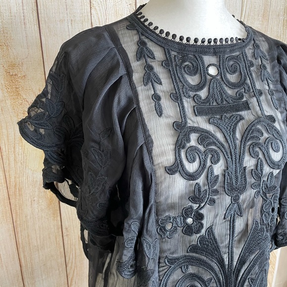 STELLAH FLUTTER SLEEVE TOP WITH EMBROIDERY DETAILS - Picture 4 of 15